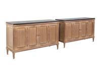 A Pair of Reed-Carved Marble-Top Console Cabinets in the Style of Maison Jansen