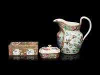 Three Chinese Export Rose Medallion Porcelain Wares