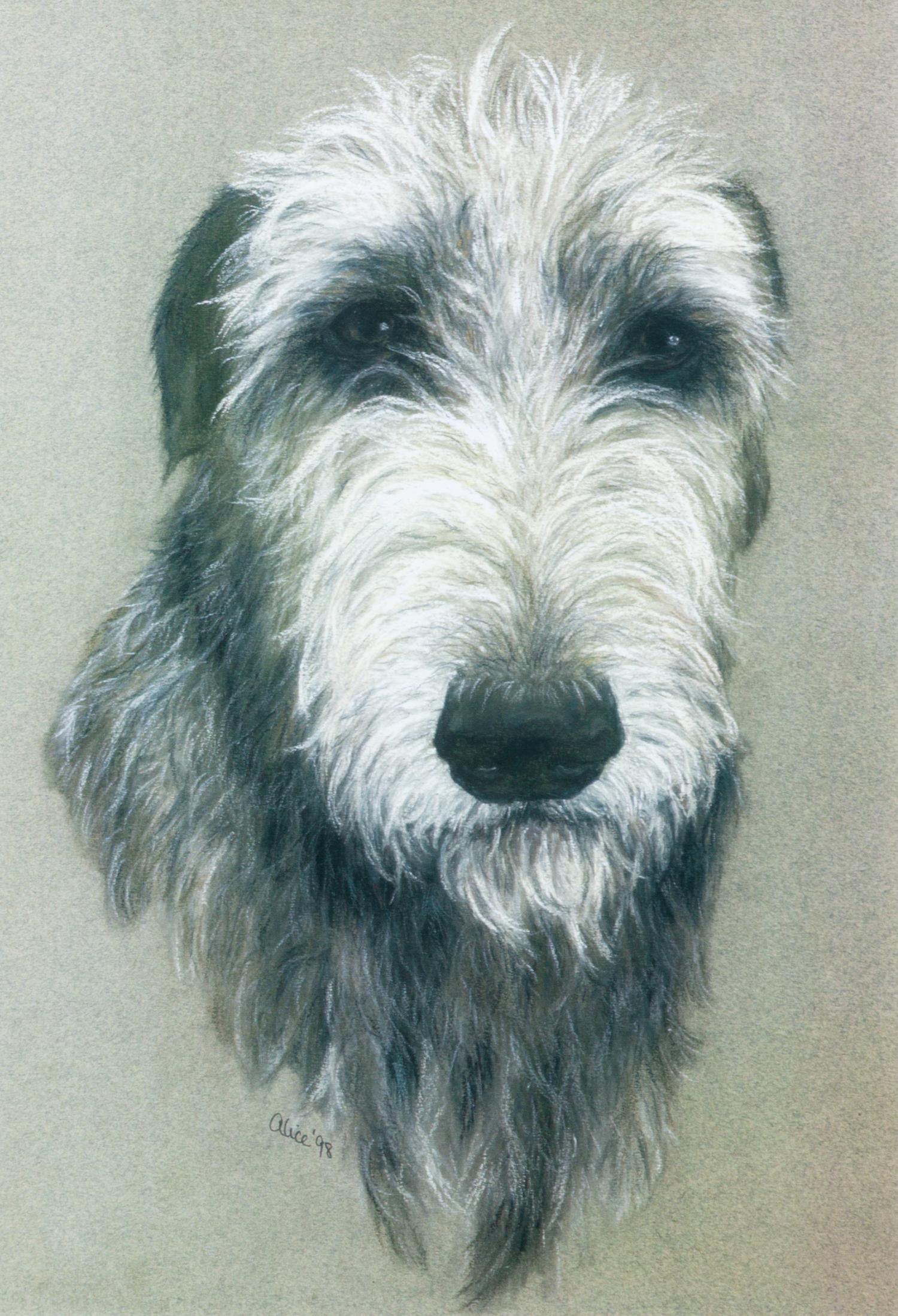Two Works of Art depicting Irish Wolfhounds Larger: 15 7/8 x 17 7/8 inches.