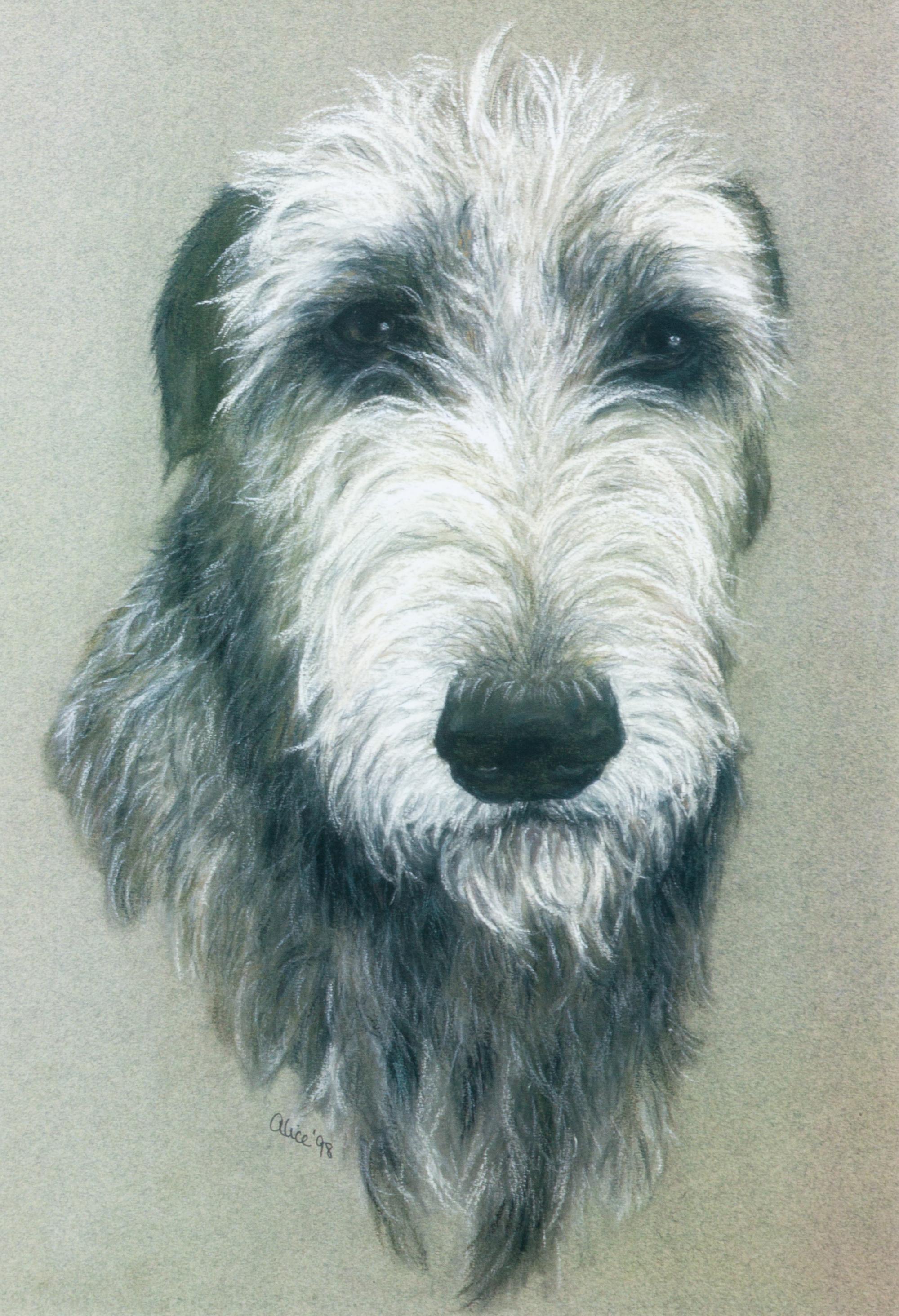 Two Works of Art depicting Irish Wolfhounds Larger: 15 7/8 x 17 7/8 inches.