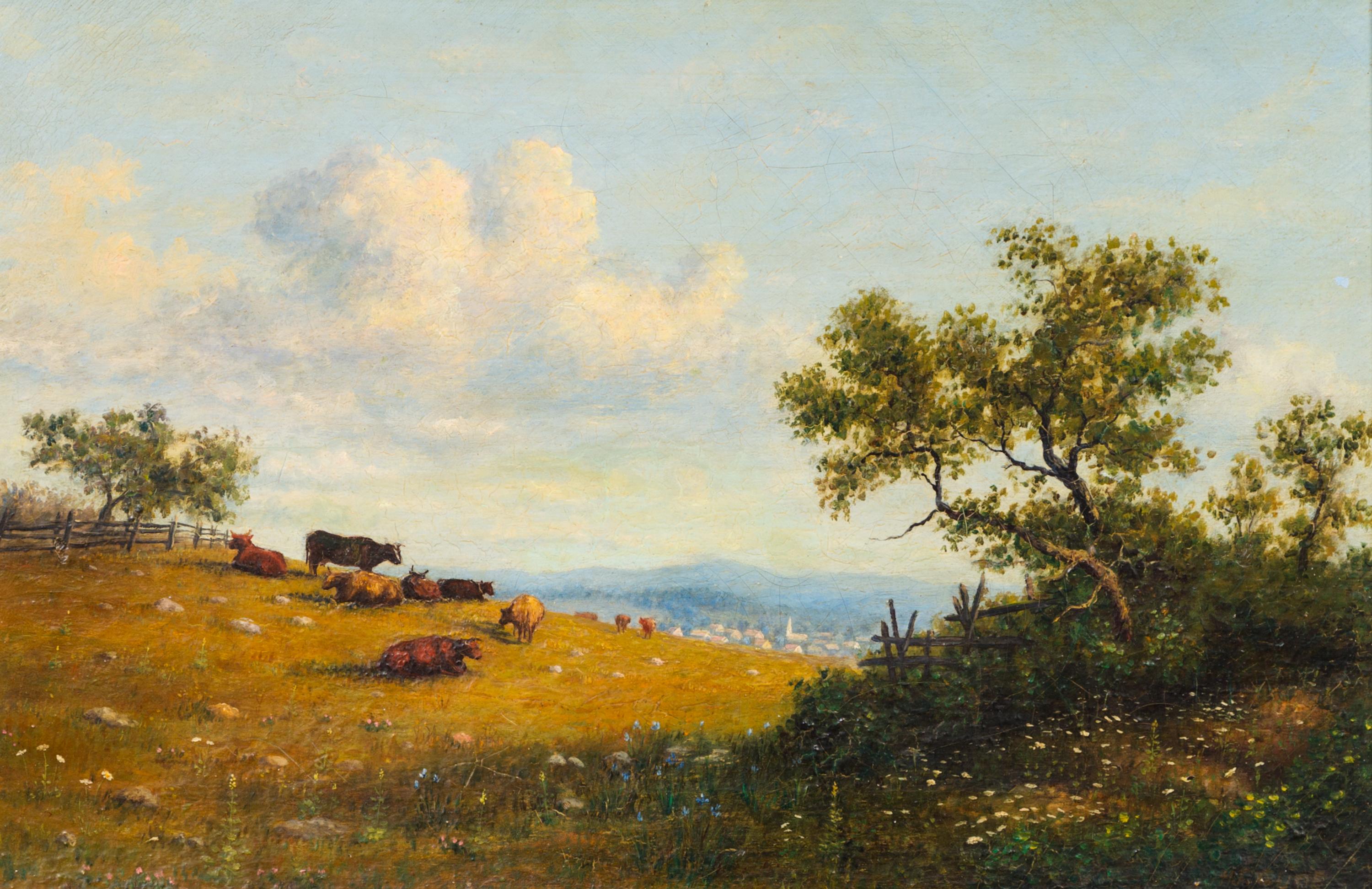 Hans Frederick Gude, (Norwegian, 1825–1903), Landscape with Cows
