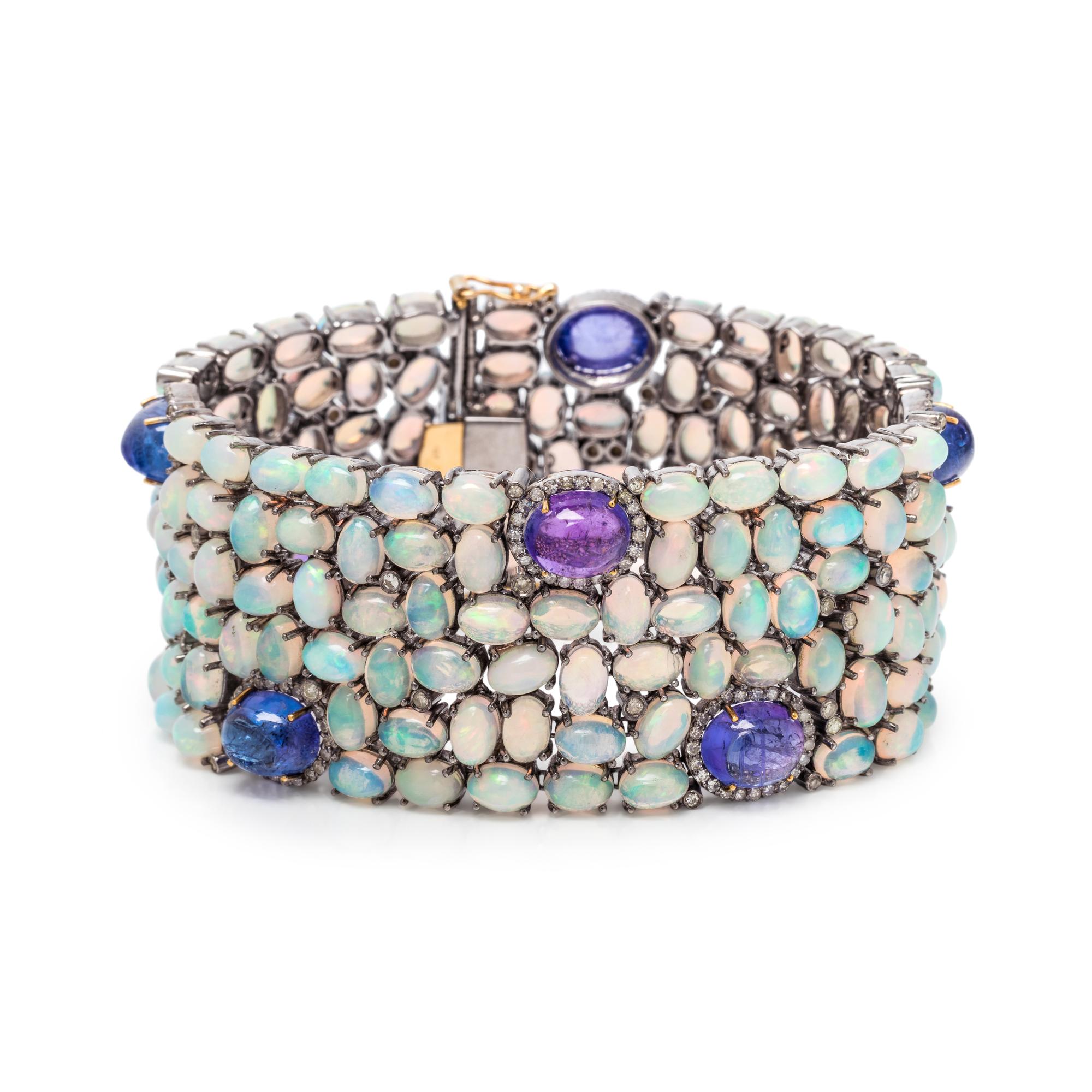 TANZANITE, OPAL AND DIAMOND BRACELET