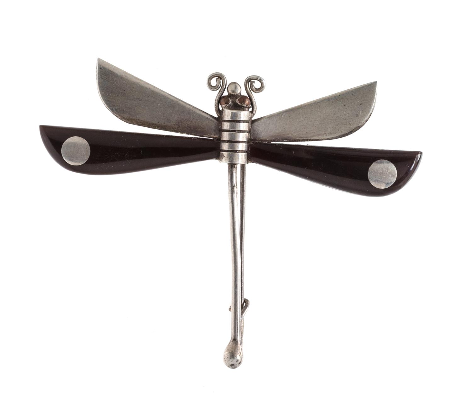 A Sterling Silver and Tortoise Shell Dragonfly Brooch, William Spratling, Circa 1964-65, 5.40 dwts.