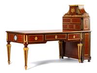A Louis XVI Style Gilt Bronze Mounted Marquetry Cartonnier Desk