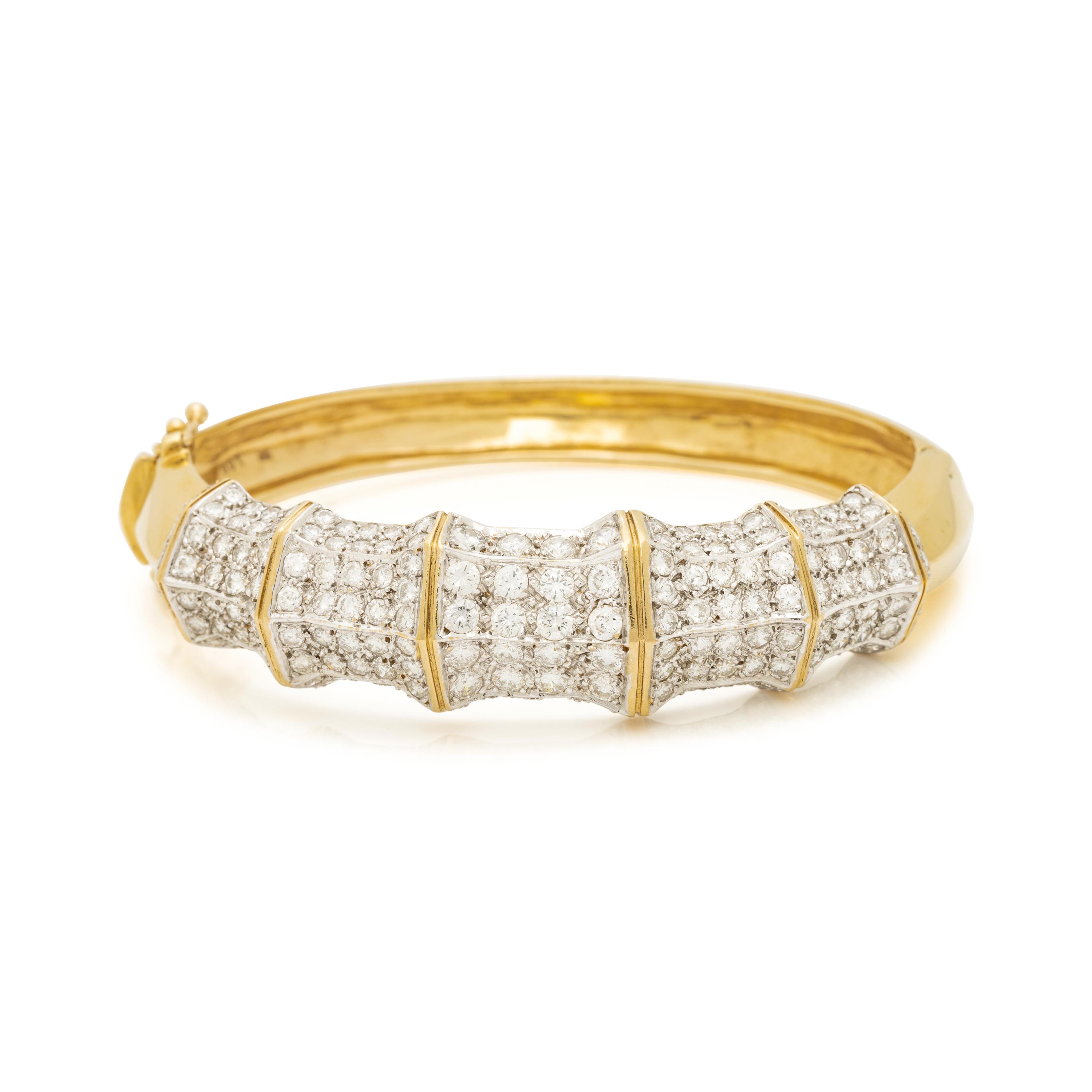 BICOLOR GOLD AND DIAMOND BANGLE BRACELET
