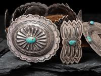 Navajo Silver and Turquoise Concha Belt