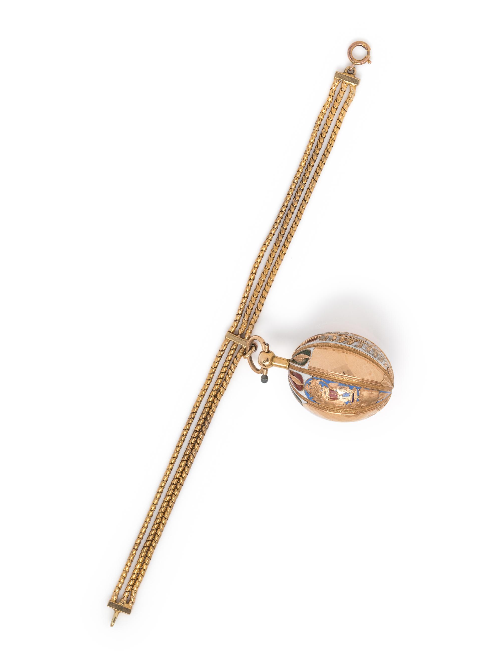 ANTIQUE, YELLOW GOLD AND ENAMEL HUNTER CASE POCKET WATCH AND BRACELET