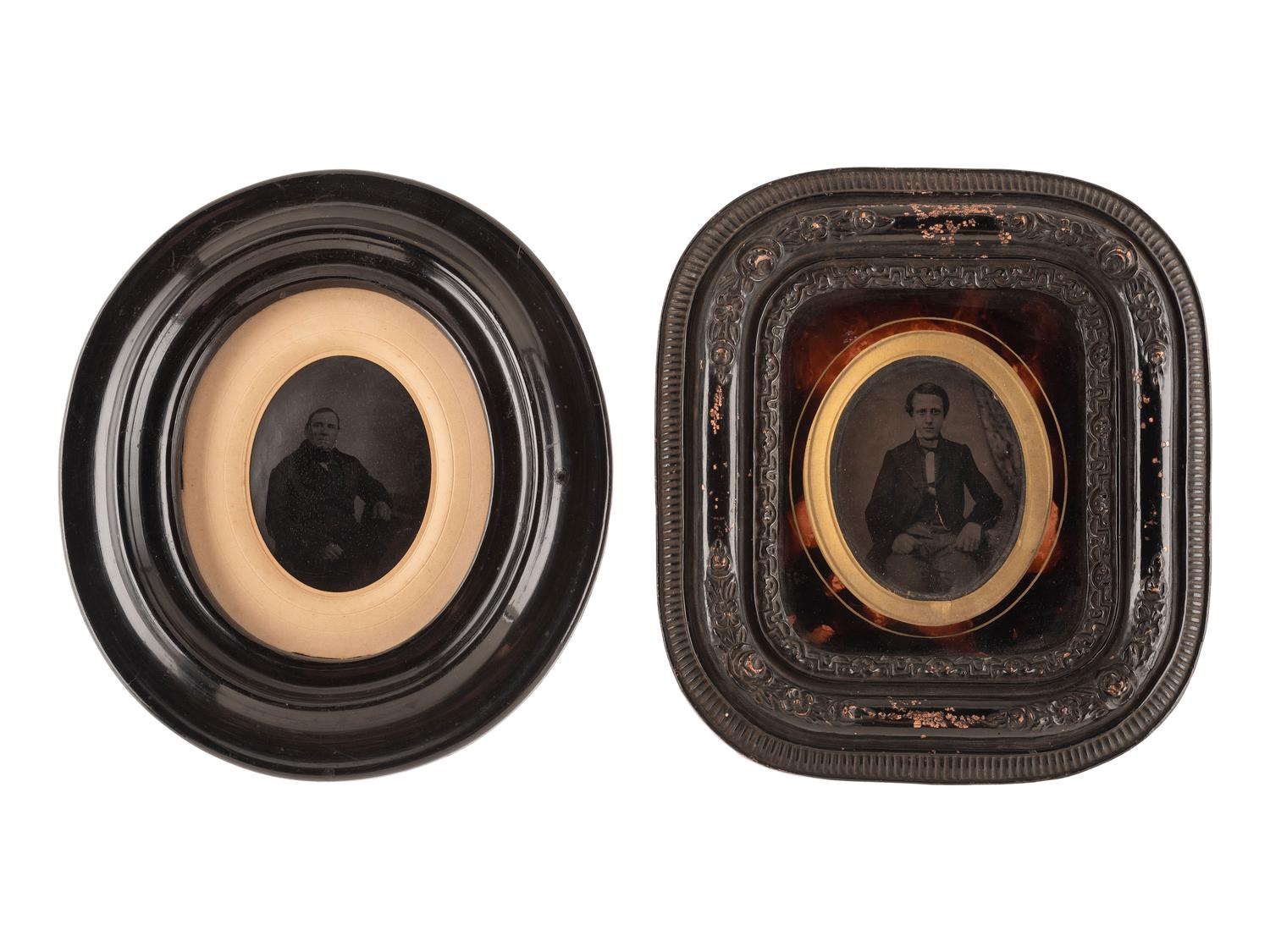 [EARLY PHOTOGRAPHY]. Two panotypes of men of varying ages including a French example.