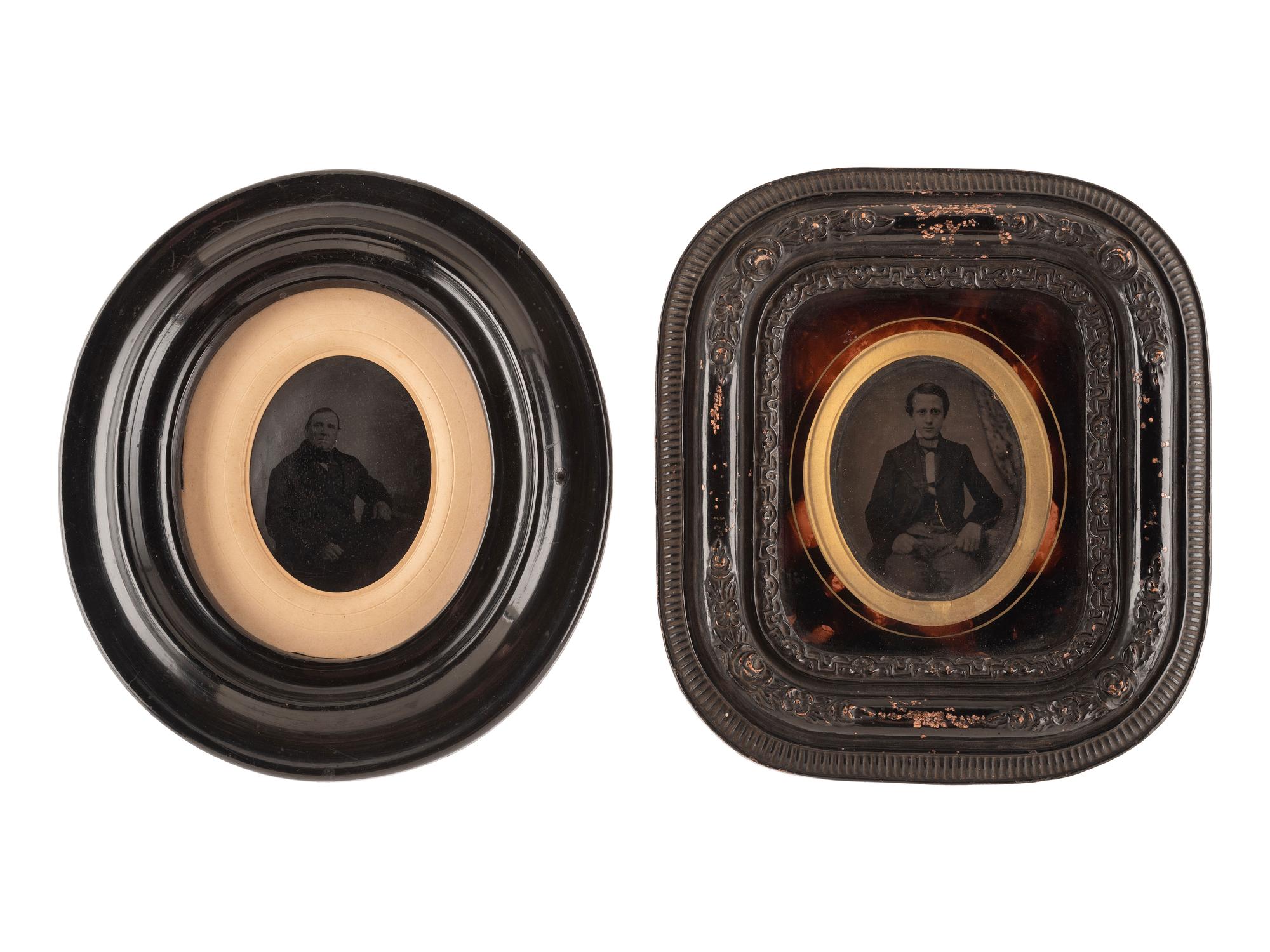 [EARLY PHOTOGRAPHY]. Two panotypes of men of varying ages including a French example.