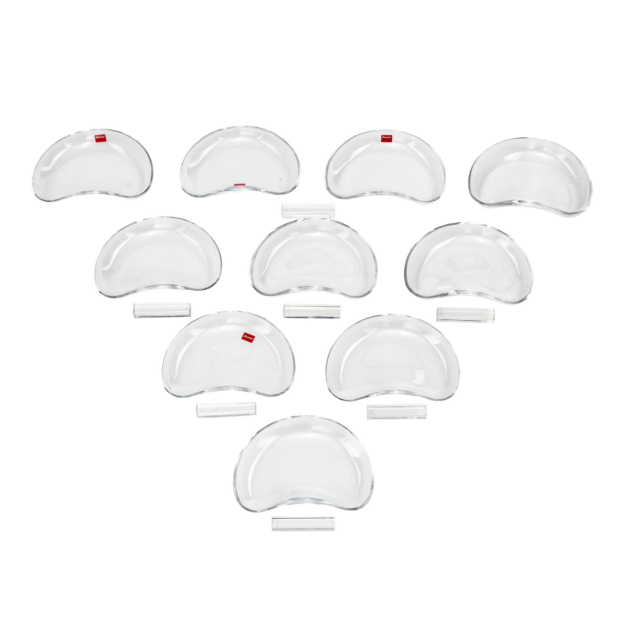 A Set of Ten Baccarat Glass Crescent Plates