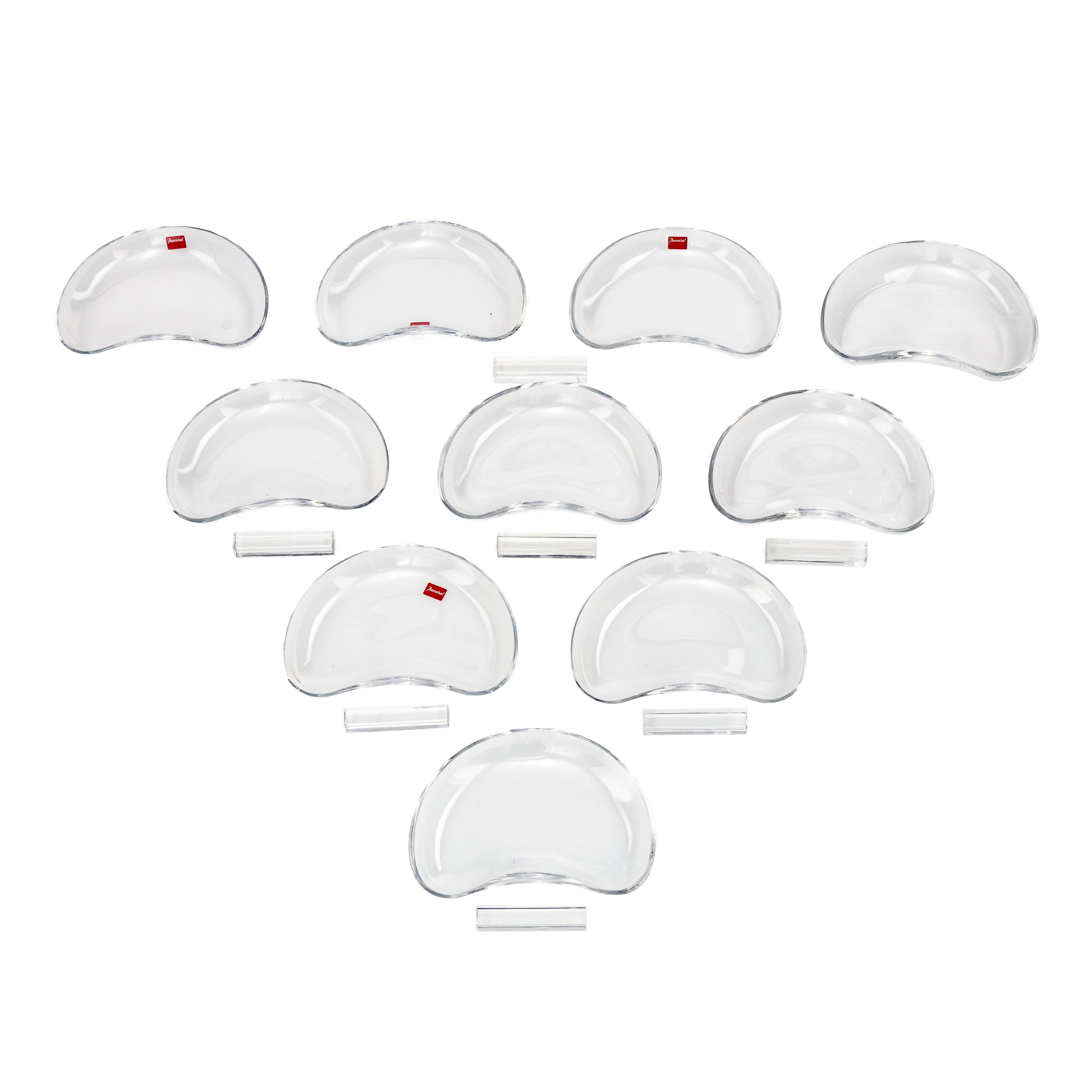 A Set of Ten Baccarat Glass Crescent Plates