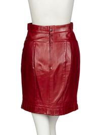 Alaïa, Black Leather Dress & Burgundy Leather Skirt, 1980s