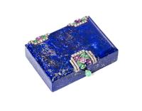 A French Lapis, Jade, Amethyst and Diamond Compact, Van Cleef & Arpels, Paris, 20th Century, of rectangular form having floral decorati