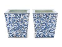 A Pair of Chinese Blue and White Porcelain Pots