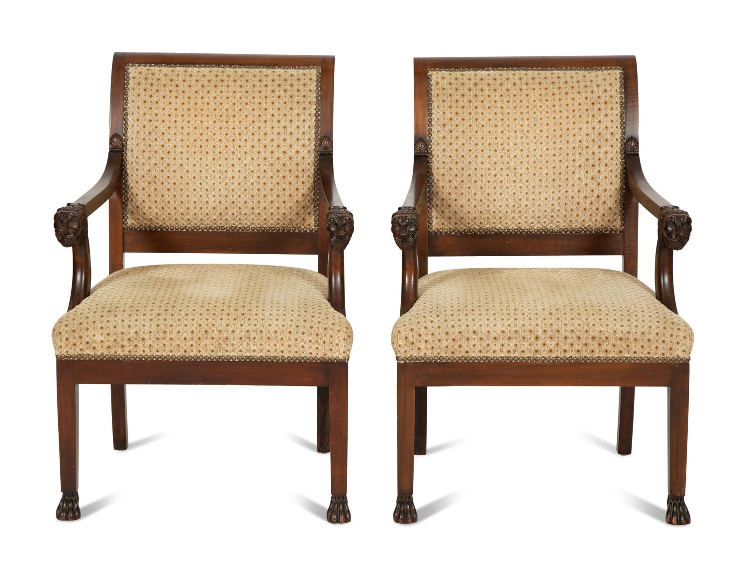 A Pair of Regency Style Mahogany Armchairs