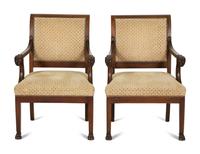 A Pair of Regency Style Mahogany Armchairs
