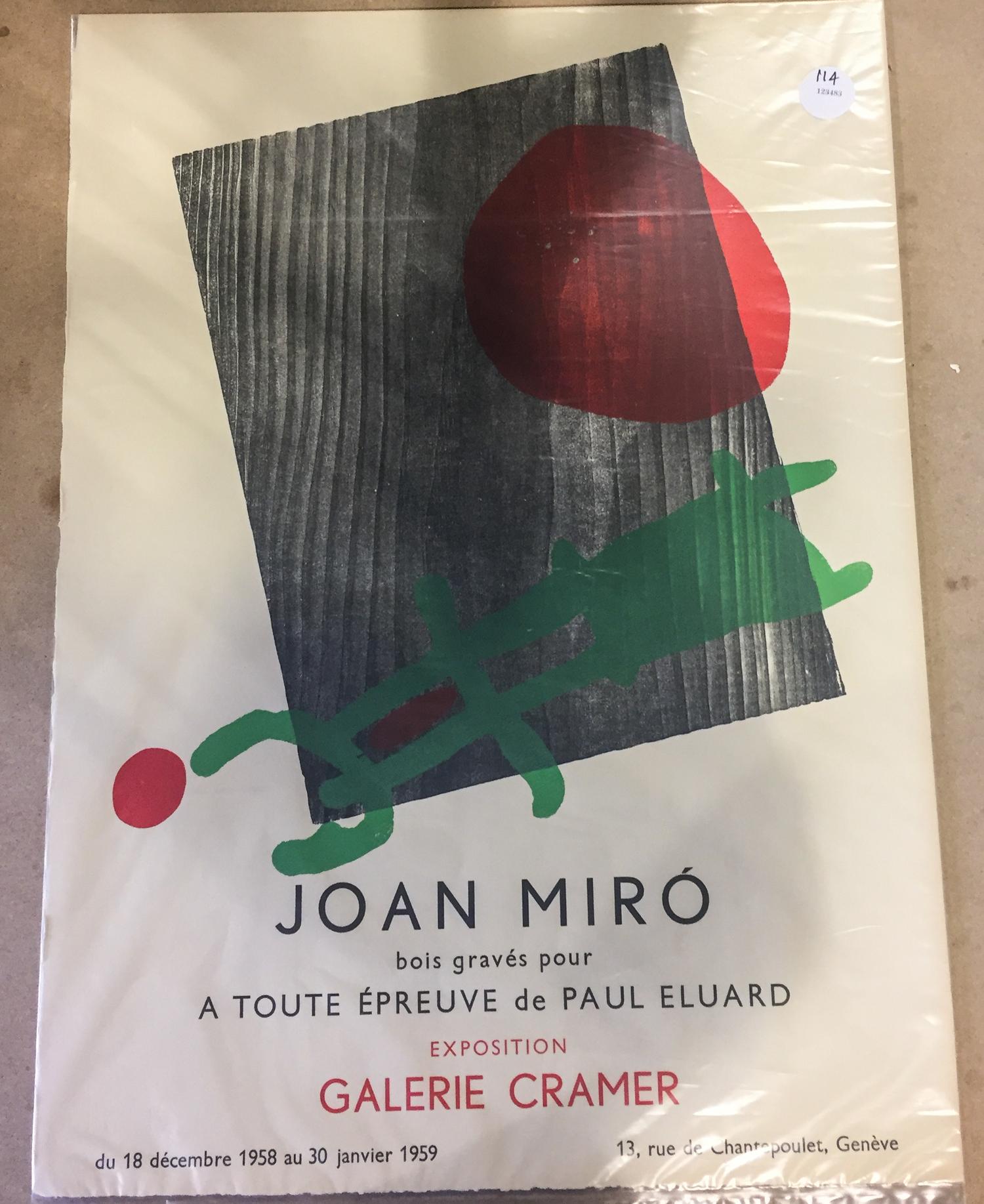 A Joan Miro Poster 18 1/4 x 14 7/8 inches.