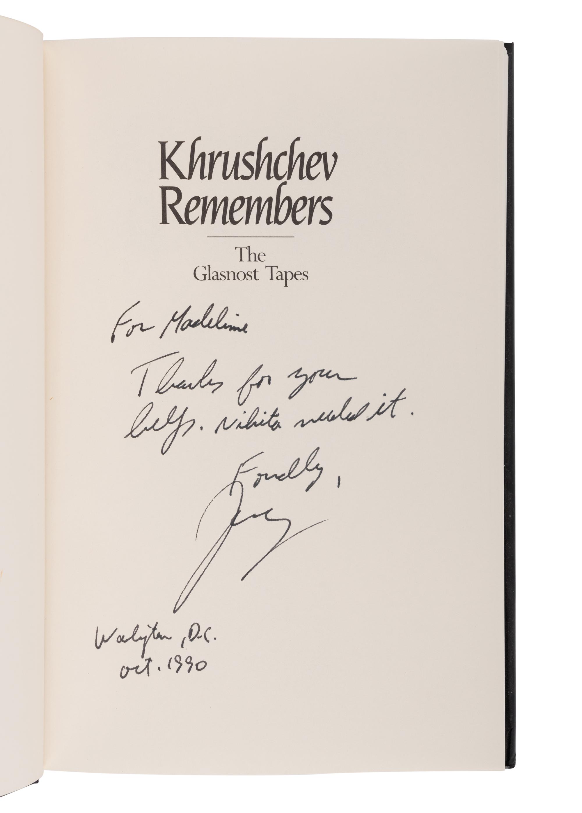 RUSSIAN LEADERS A group of 10 works, most FIRST EDITIONS, several INSCRIBED TO SECRETARY ALBRIGHT: