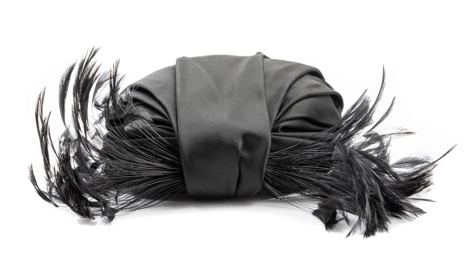 Schiaparelli Black Feather Hat, 1950s