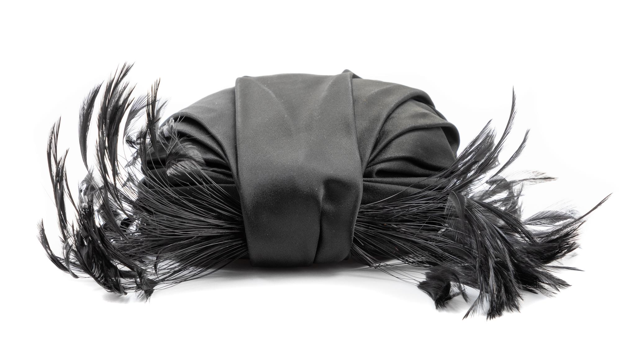 Schiaparelli Black Feather Hat, 1950s