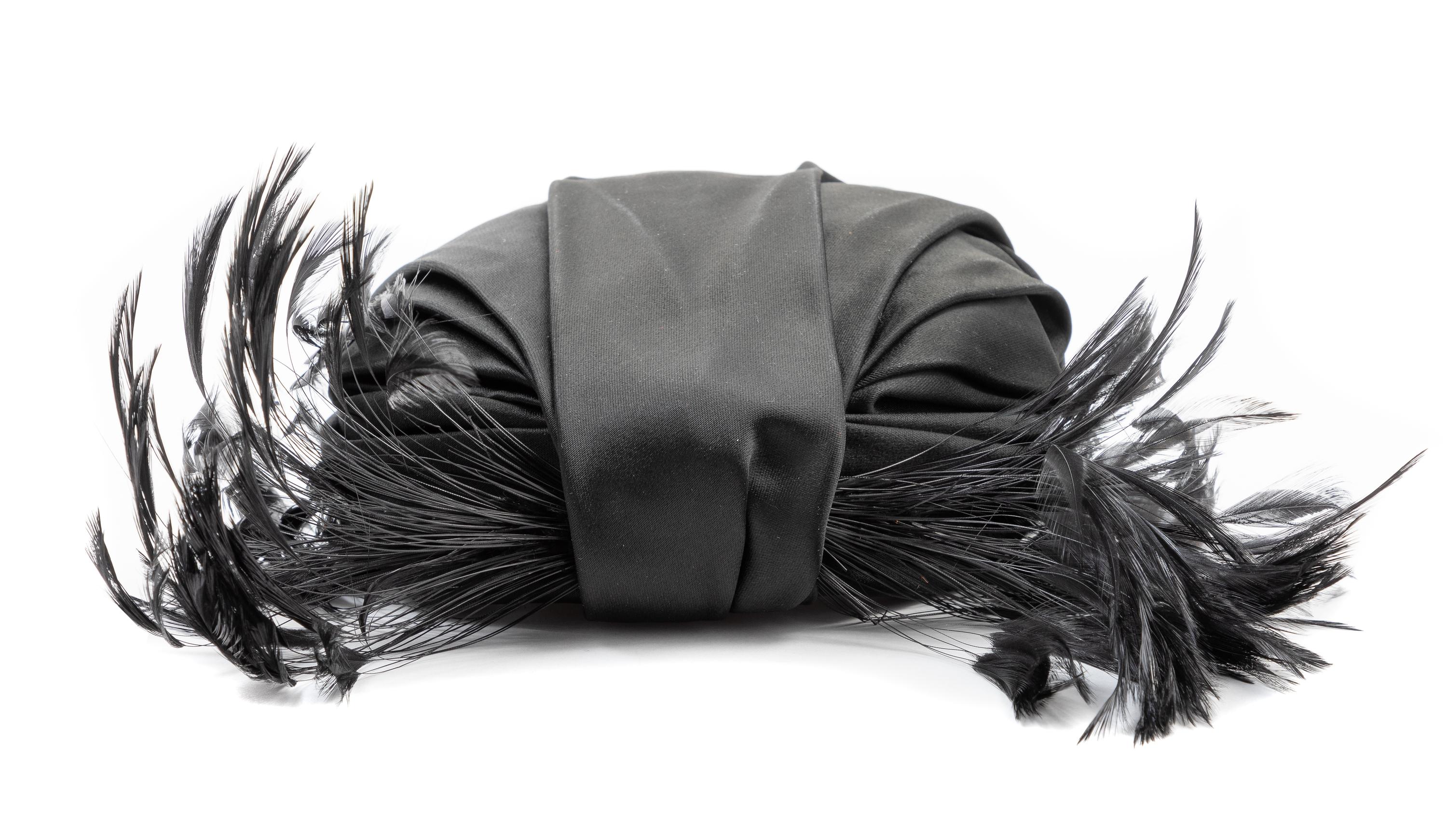 Schiaparelli Black Feather Hat, 1950s