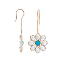 MOONSTONE AND TURQUOISE FLOWER EARRINGS
