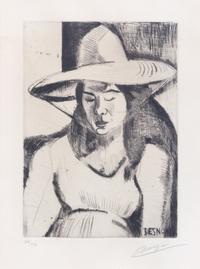François Desnoyer, (French, 1894-1972), Femme avec chapeau