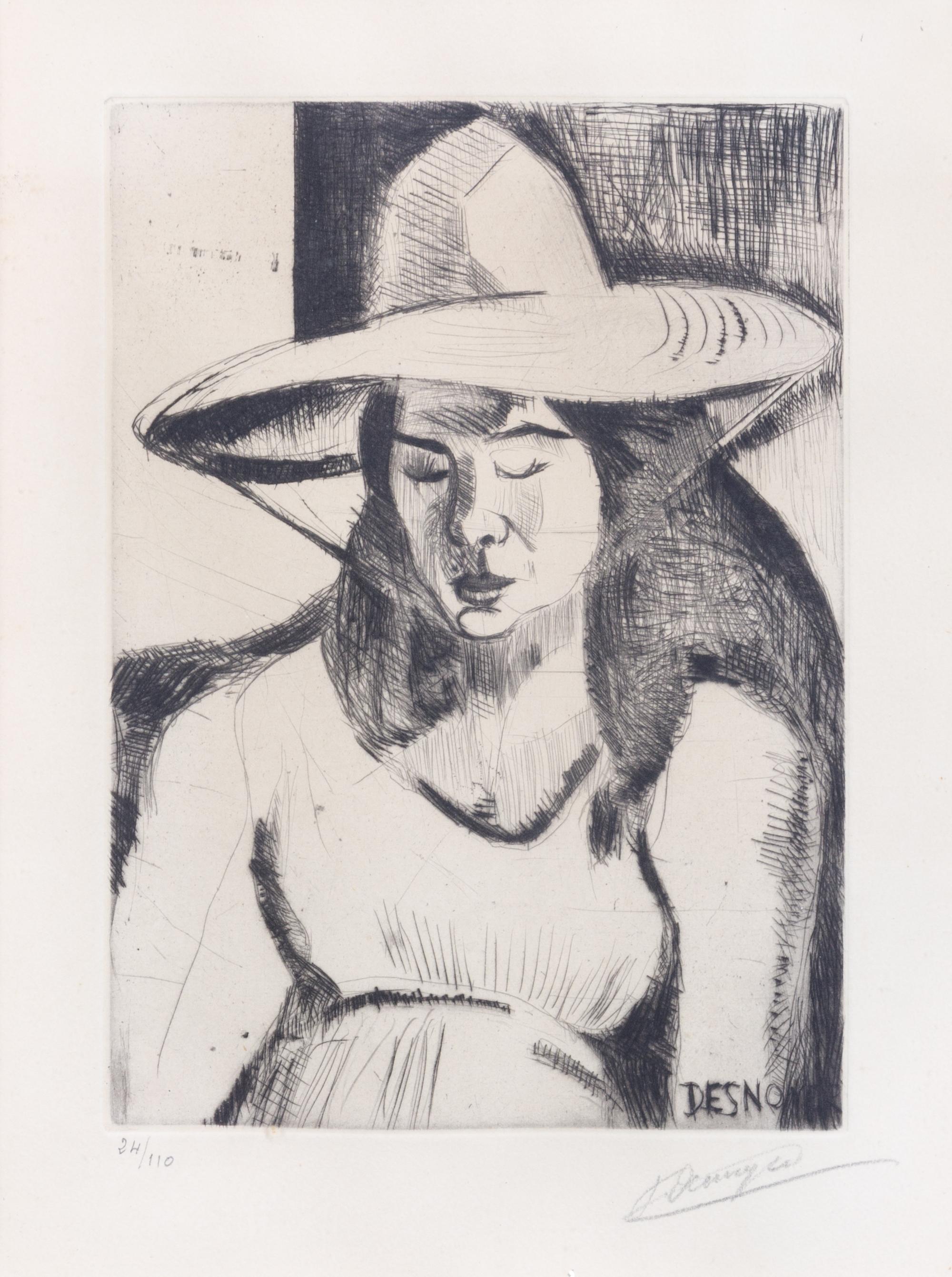 François Desnoyer, (French, 1894-1972), Femme avec chapeau