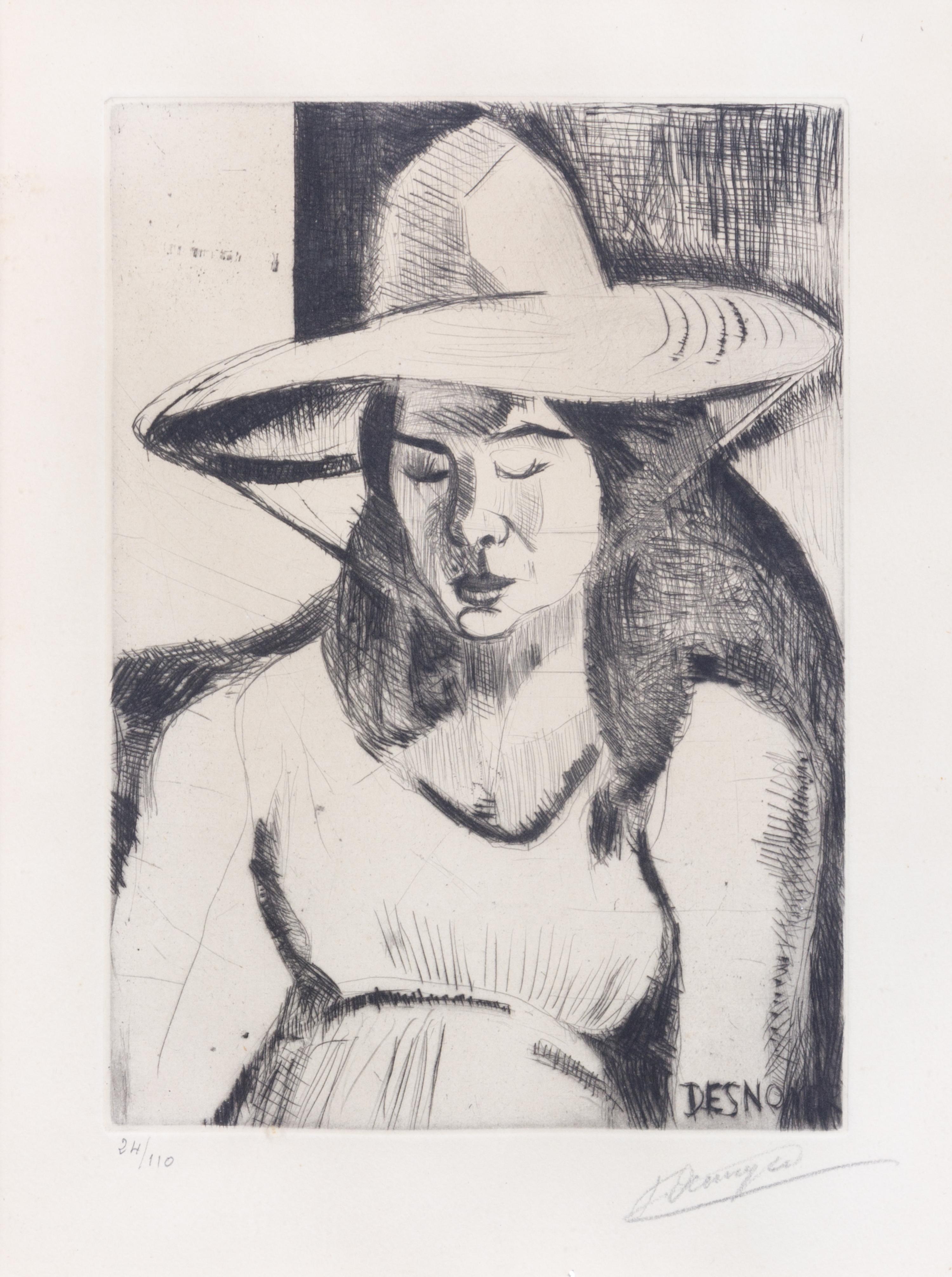 François Desnoyer, (French, 1894-1972), Femme avec chapeau