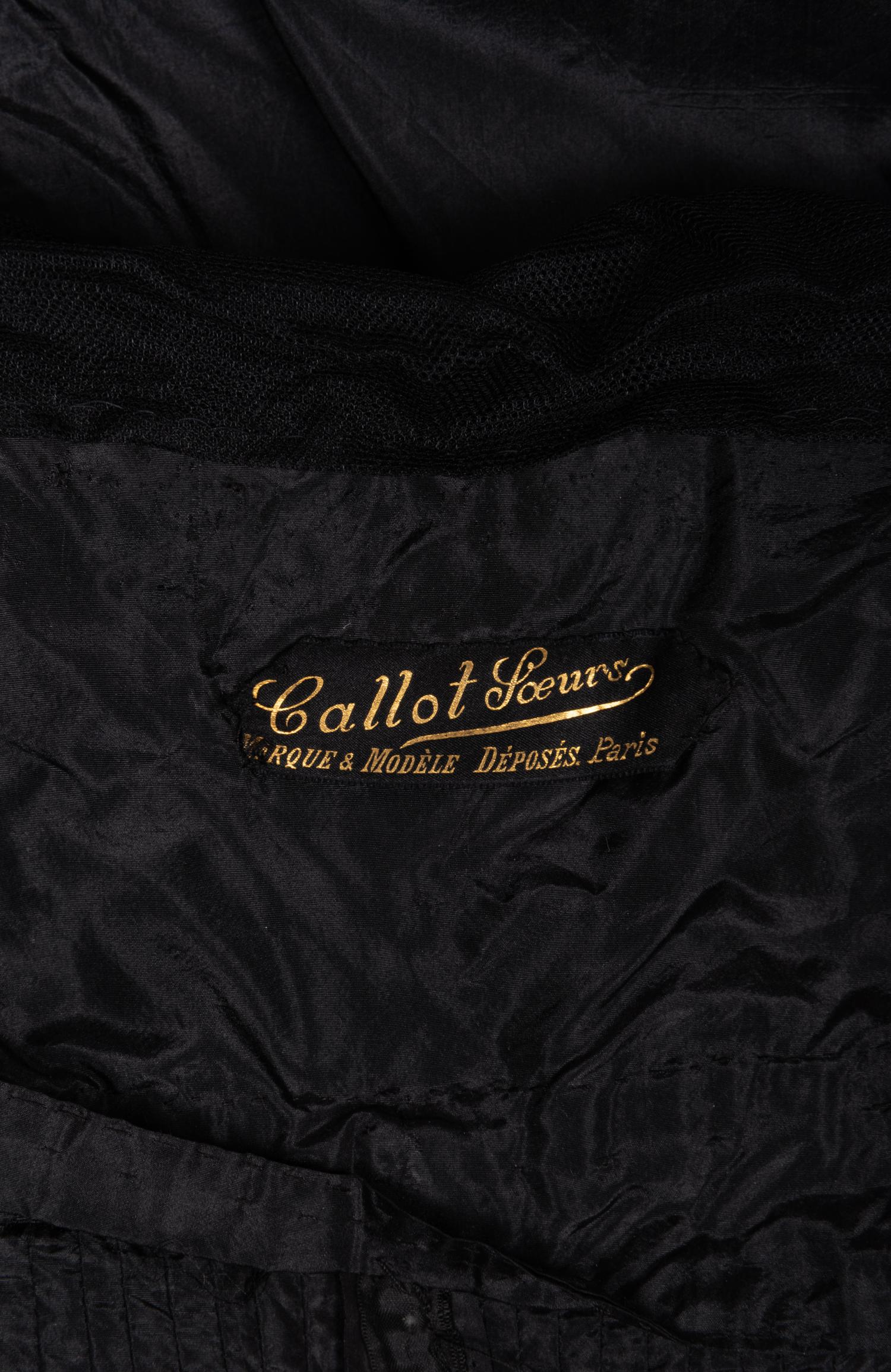 Callot Soeurs Black Silk Taffeta Cape, 1910-20s