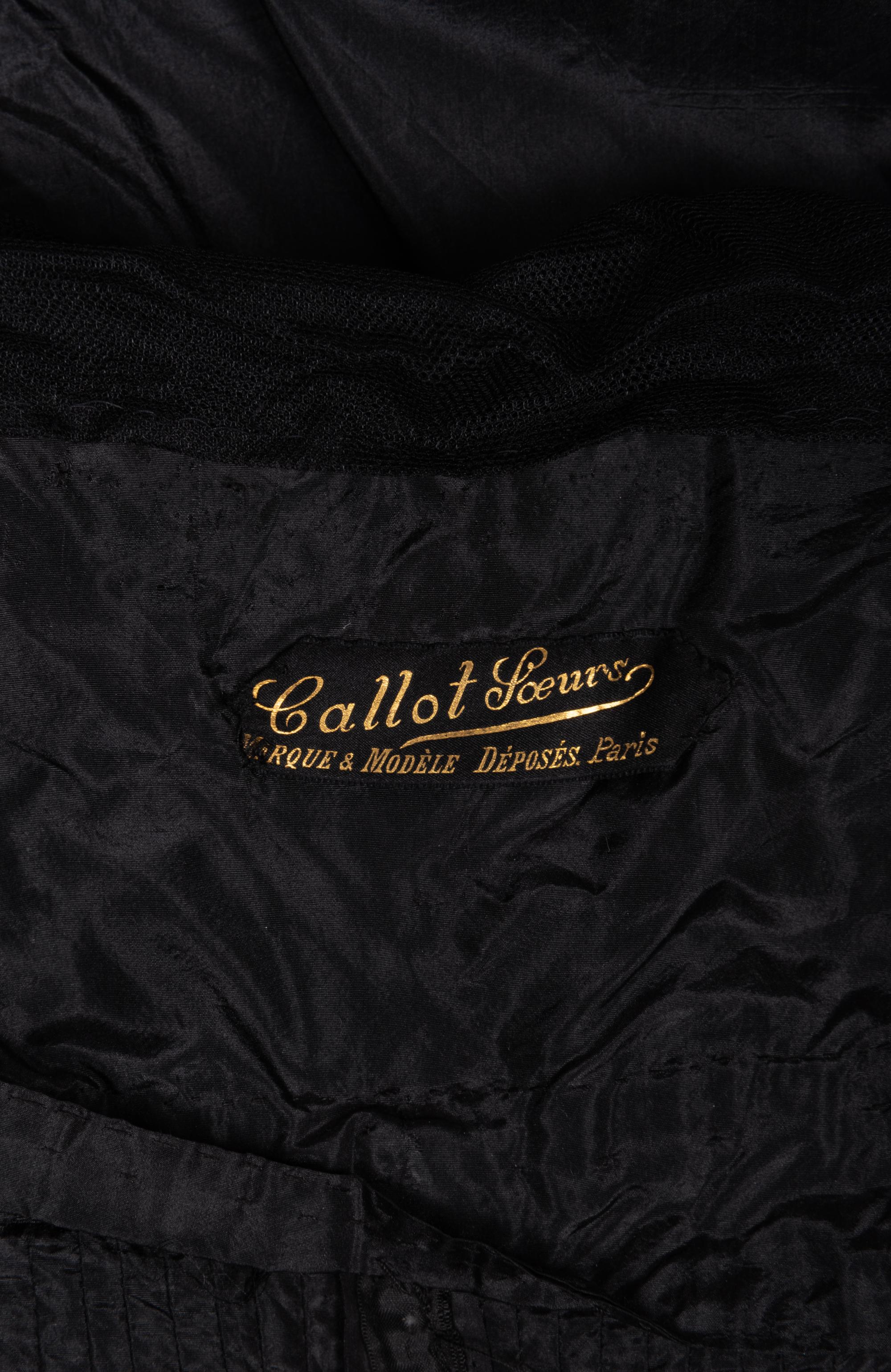 Callot Soeurs Black Silk Taffeta Cape, 1910-20s