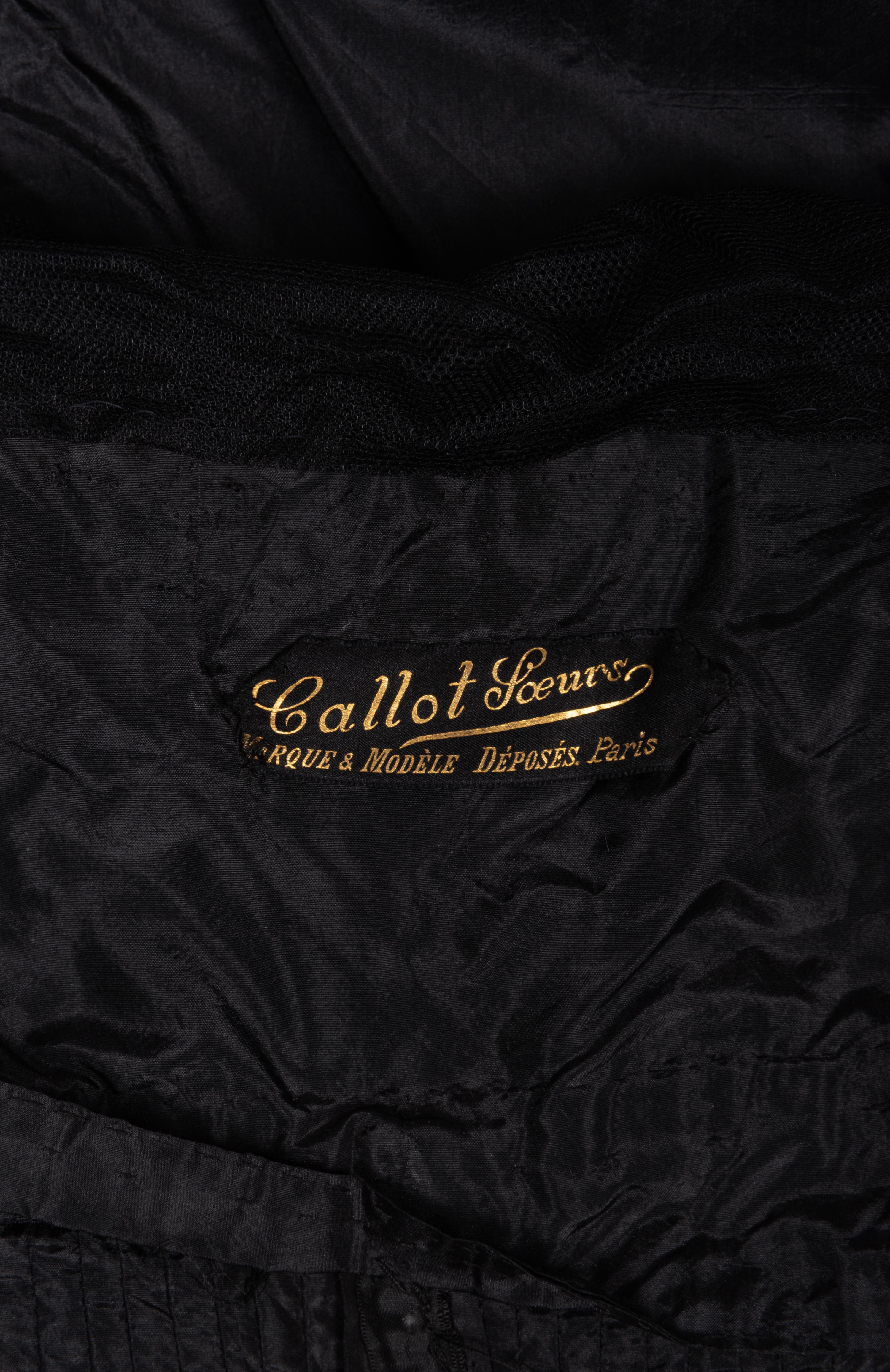 Callot Soeurs Black Silk Taffeta Cape, 1910-20s