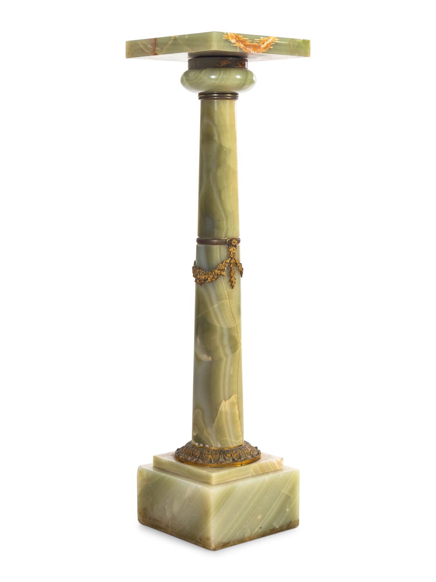 A Continental Gilt Bronze Mounted Onyx Pedestal