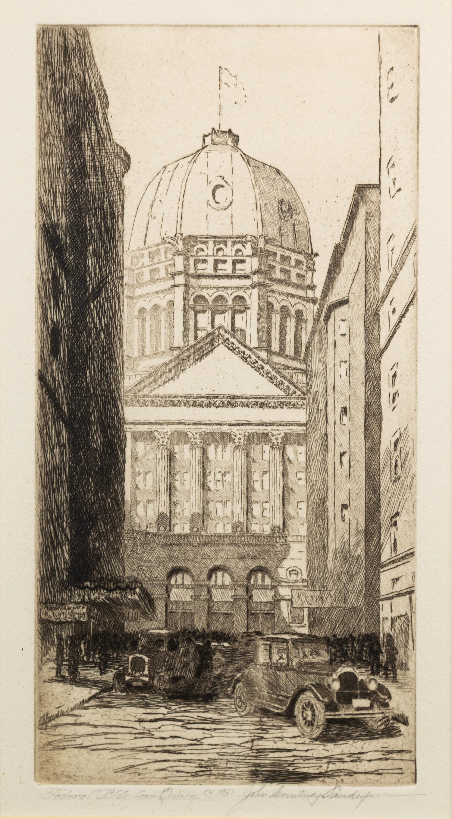 [ARCHITECTURE]. A group of 11 drypoint etchings by James Swann, Leon Pescheret, Chester S. Danforth and others.