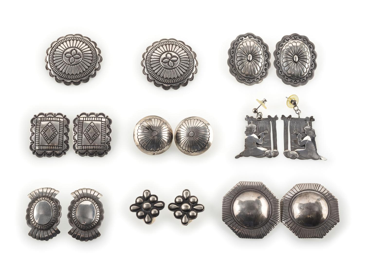 Navajo and Southwestern-style Silver Post and Clip Earrings