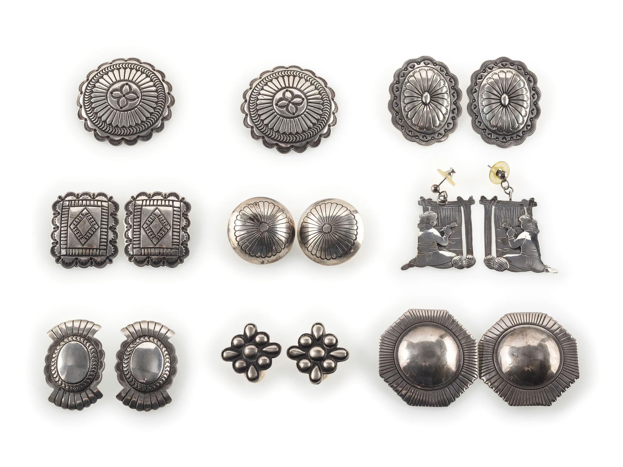 Navajo and Southwestern-style Silver Post and Clip Earrings
