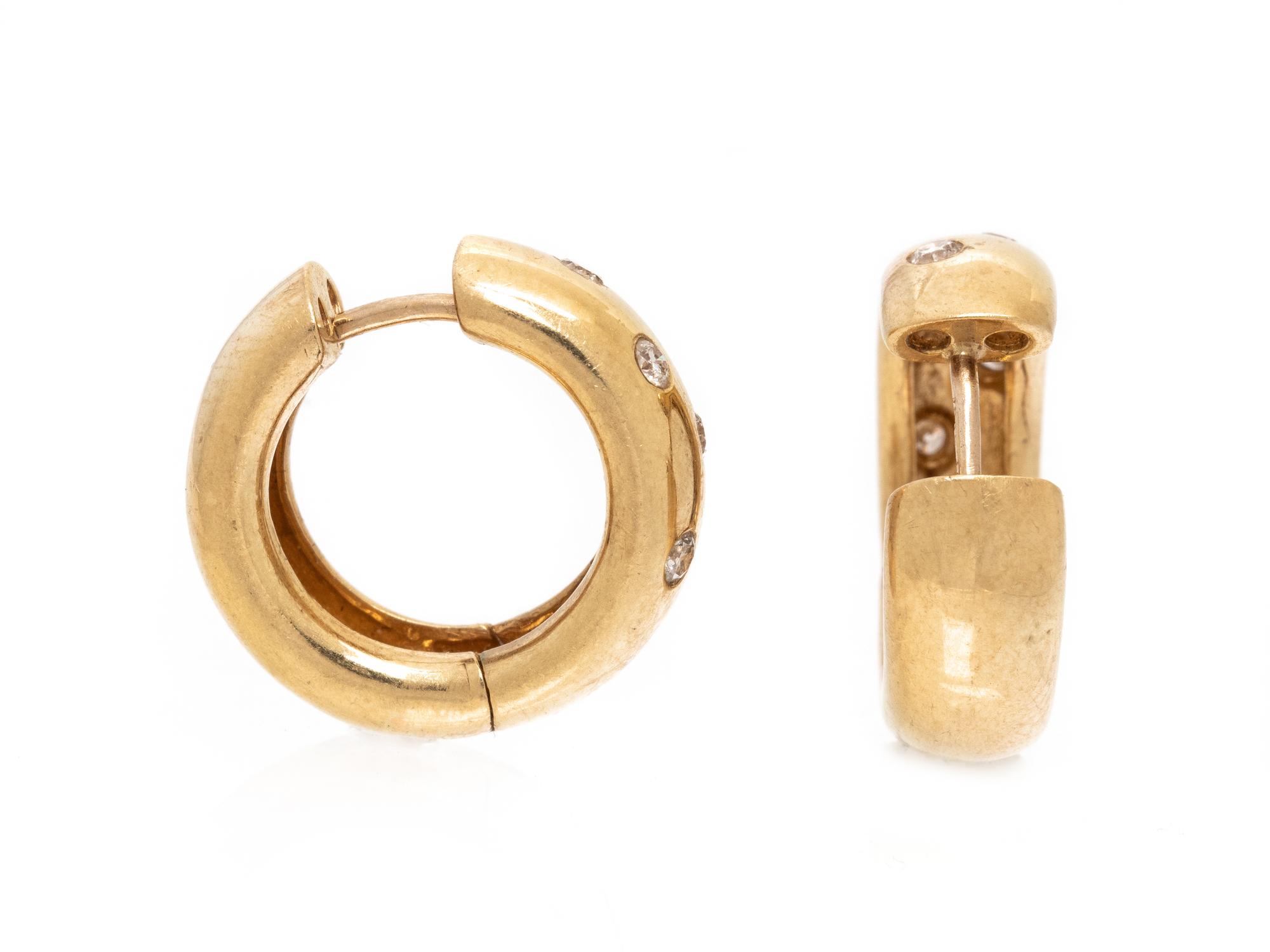 YELLOW GOLD AND DIAMOND HOOP EARRINGS