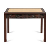 An African Style Carved and Raffia-Inset Low Table