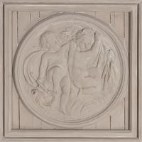 A Set of Four Neoclassical Style Gray-Painted Wood Roundels