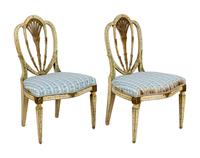 A Pair of North European Polychrome Decorated Side Chairs