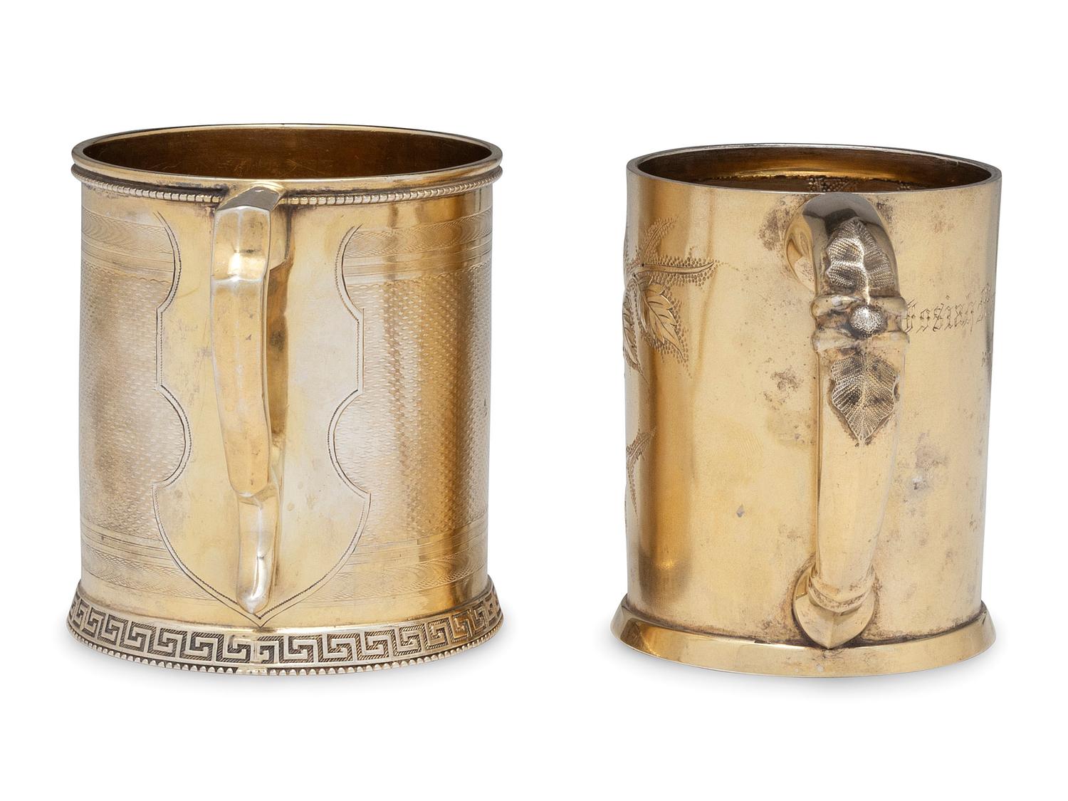 Two American Silver-Gilt Mugs
