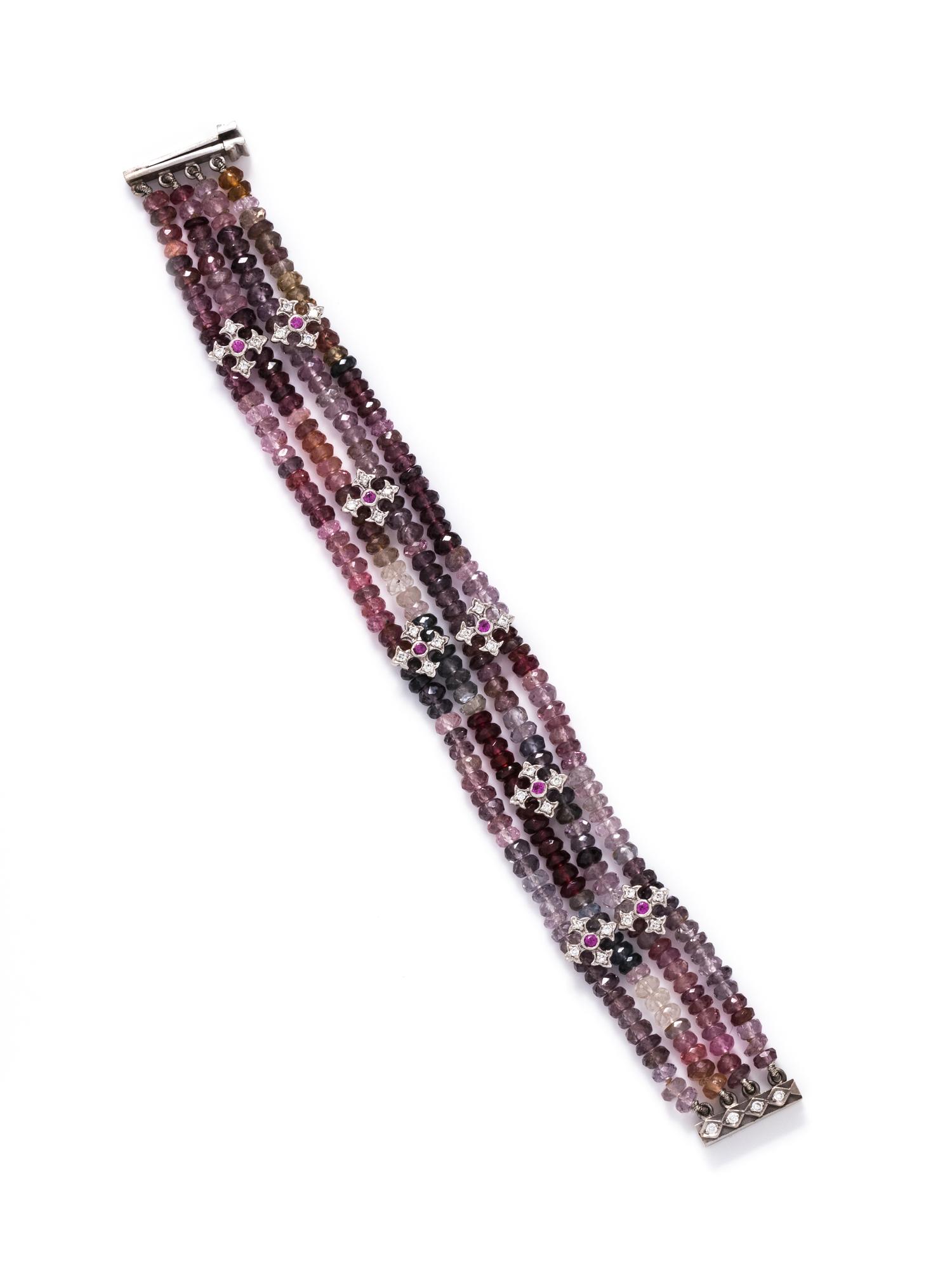 MULTIGEM AND DIAMOND BEAD BRACELET