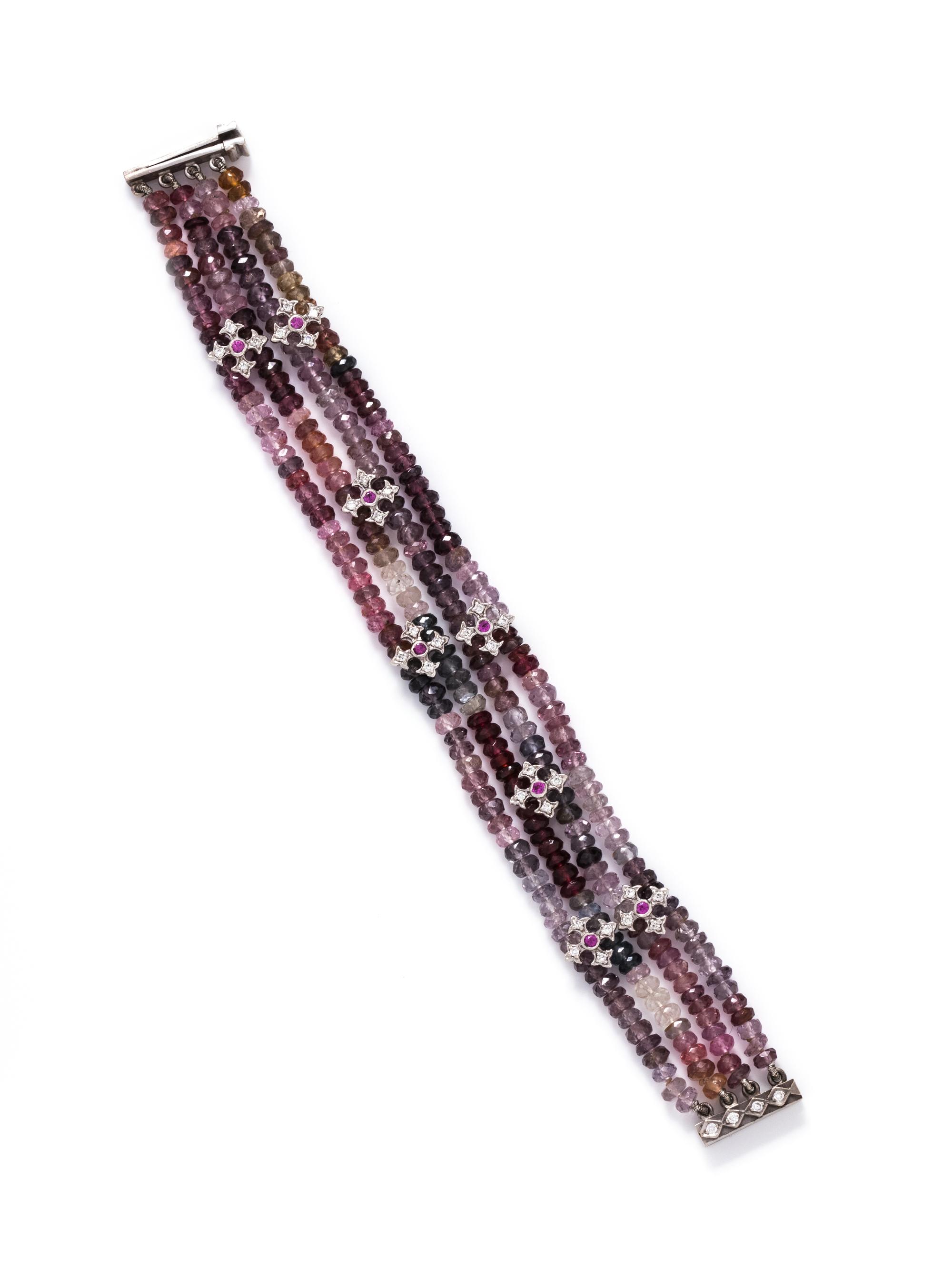 MULTIGEM AND DIAMOND BEAD BRACELET