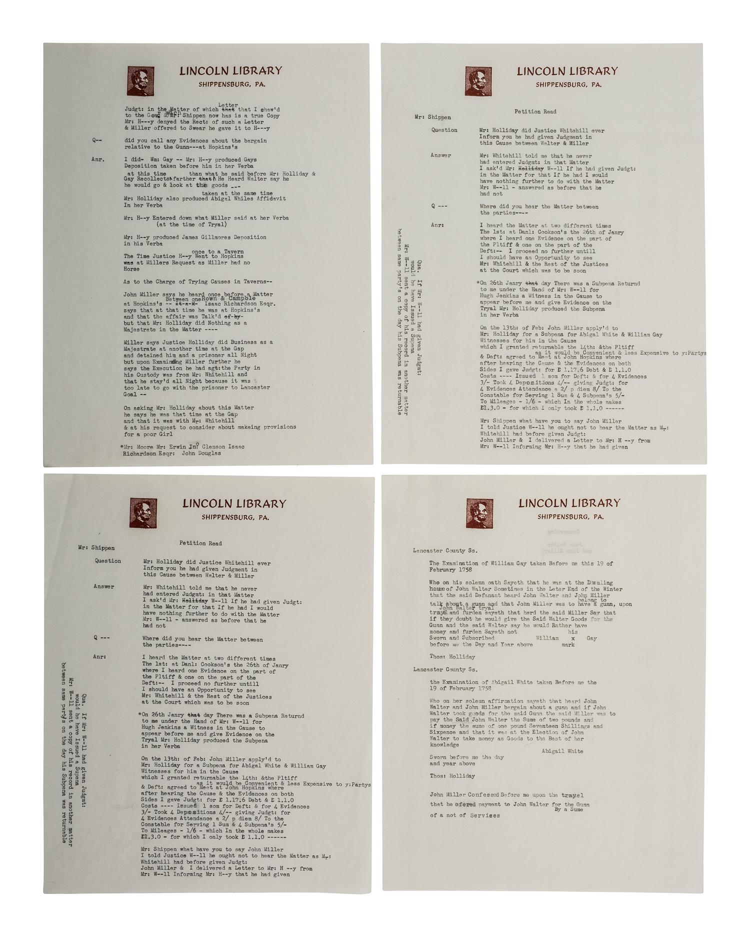 SHIPPEN, Edward, Jr. (1729-1806). A collection of legal documents.