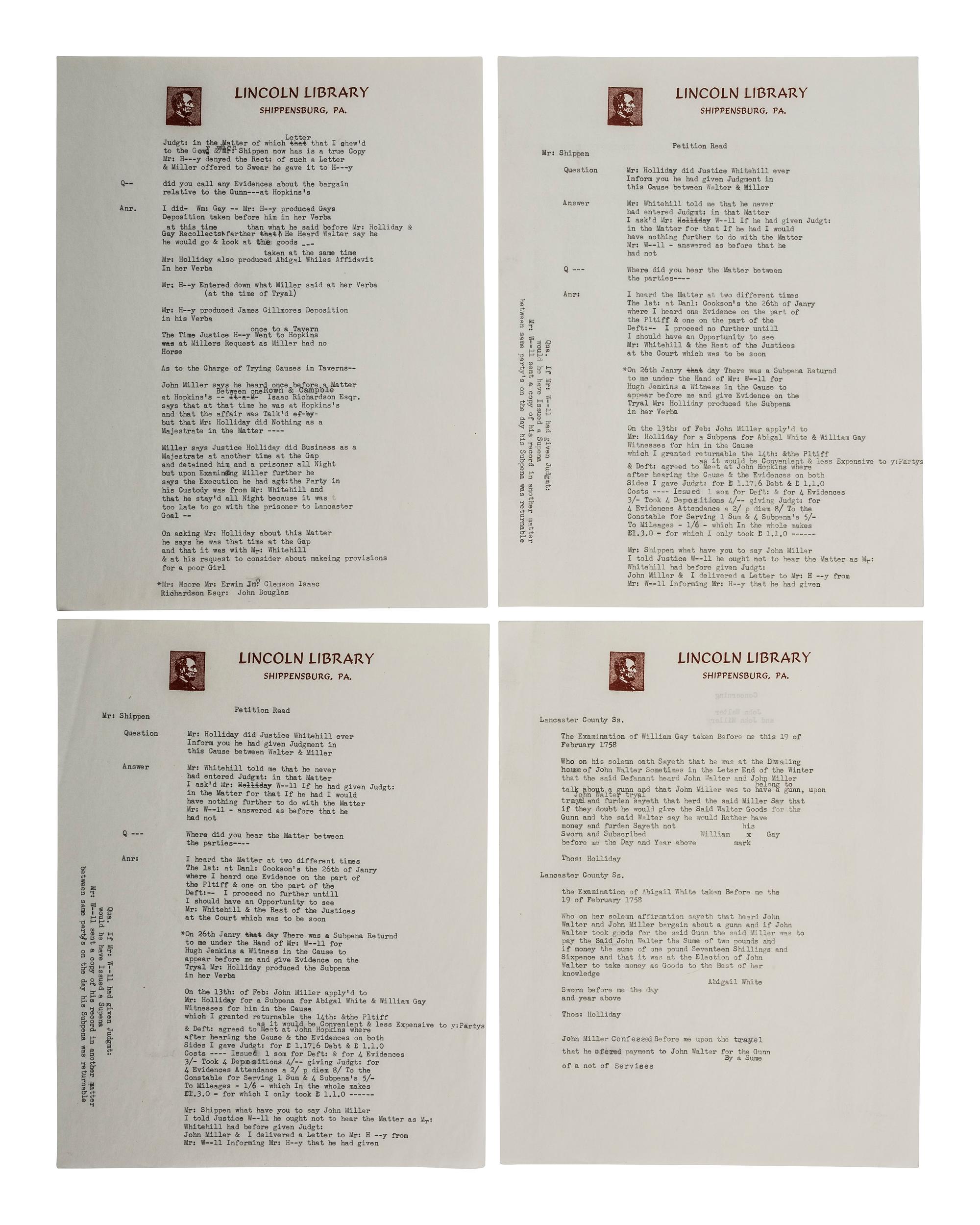 SHIPPEN, Edward, Jr. (1729-1806). A collection of legal documents.