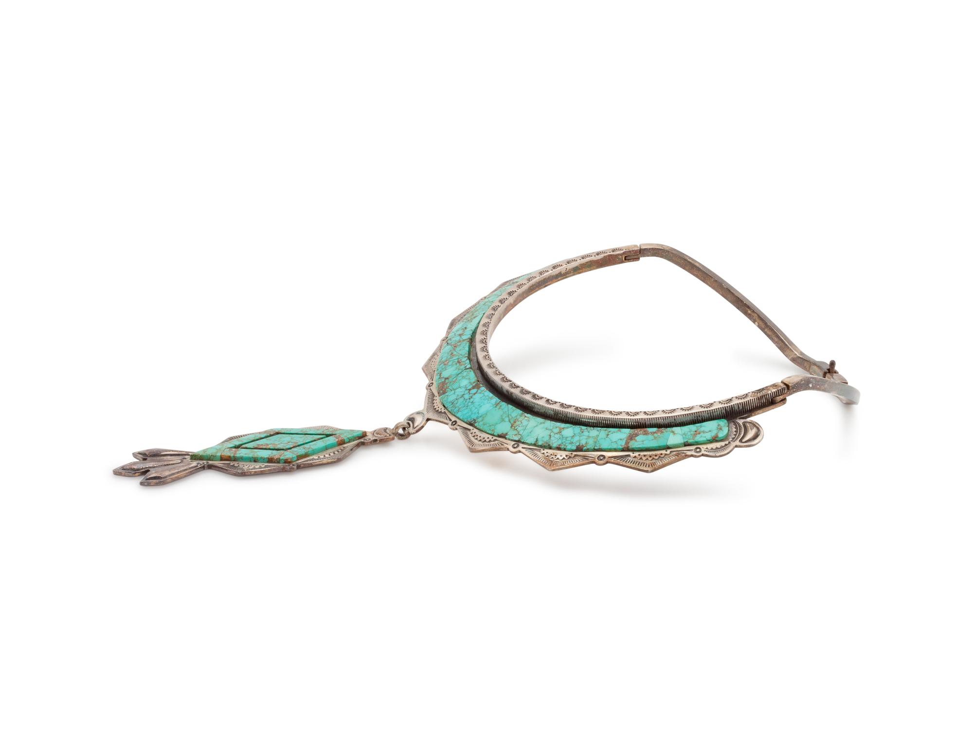 Navajo Silver and Turquoise Collar Necklace, with Pendant