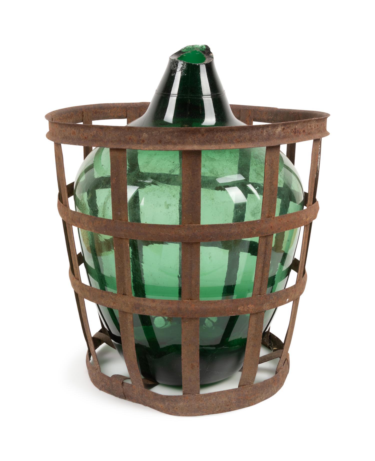 A Wine Fermenting Bottle with Iron Frame