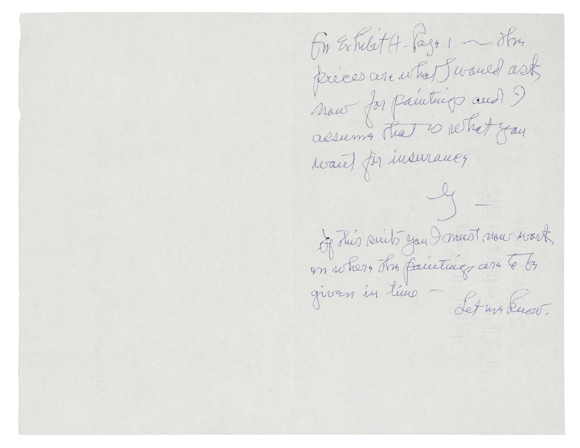 O'KEEFFE, Georgia. Autographed letter twice signed ("G" both times), to Anita [Young, her sister], Abiquiu, New Mexico, 14 July 1966.