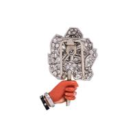 CARTIER, ART DECO, CORAL AND DIAMOND 'FLOWER IN HAND' BROOCH
