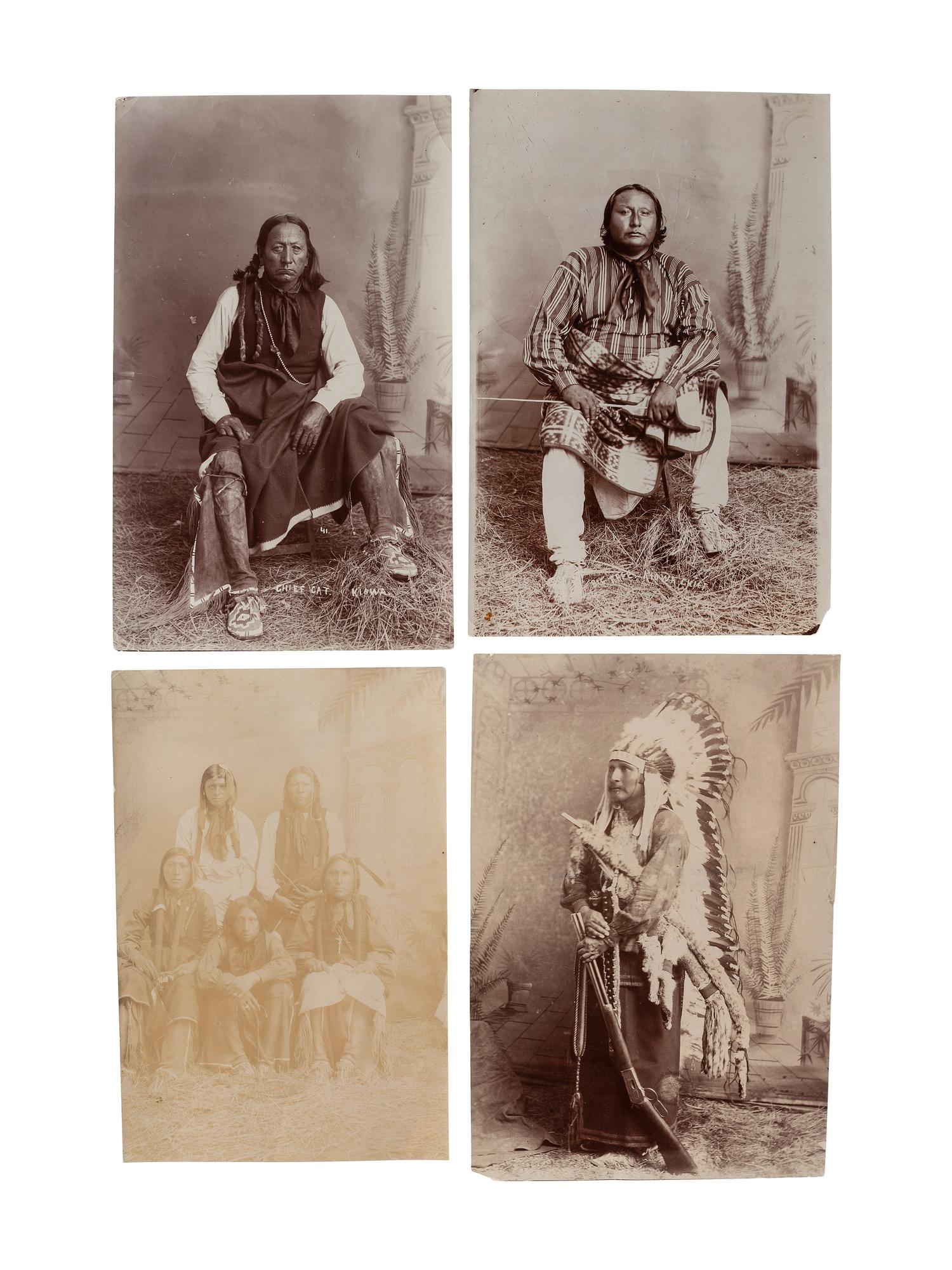 [NATIVE AMERICANS]. [LENNY & SAWYERS, photographers, attributed]. An exceptional group of 30 silver gelatin photographs of Kiowa. Ca 1890s.